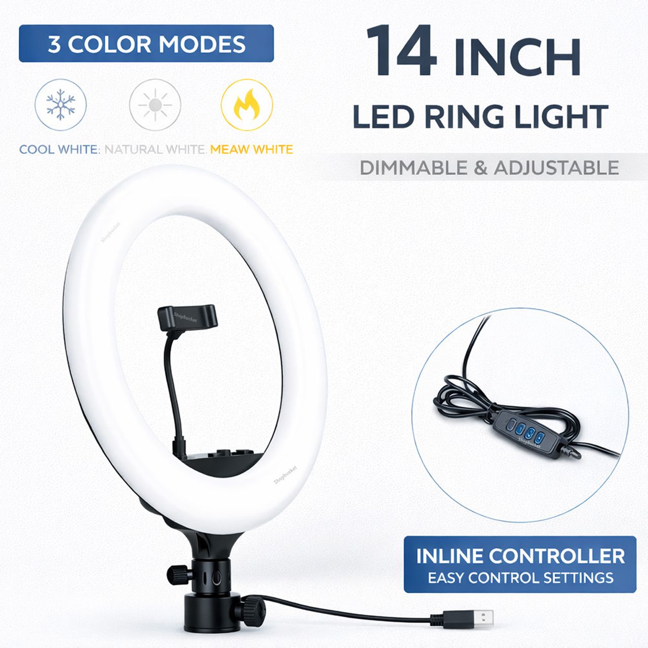 SB 14 Inch LED Ring Light 3 Mode for Photography and Video Ring Flash-image-20