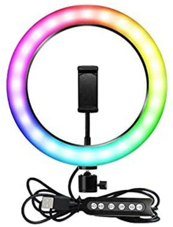 Elevea RGB Desktop Soft LED Ring Light RGB Colors with Mini Tripod Stand Flash