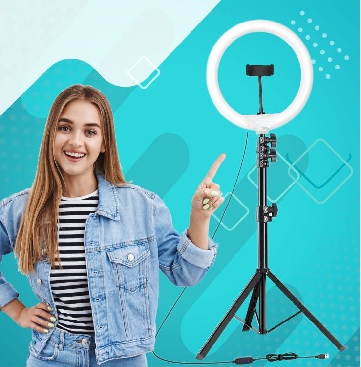Delight 10" Inch LED Ring Light with 7Ft Tripod Stand Combo for Insta/YouTube Reels Ring Flash-image-47