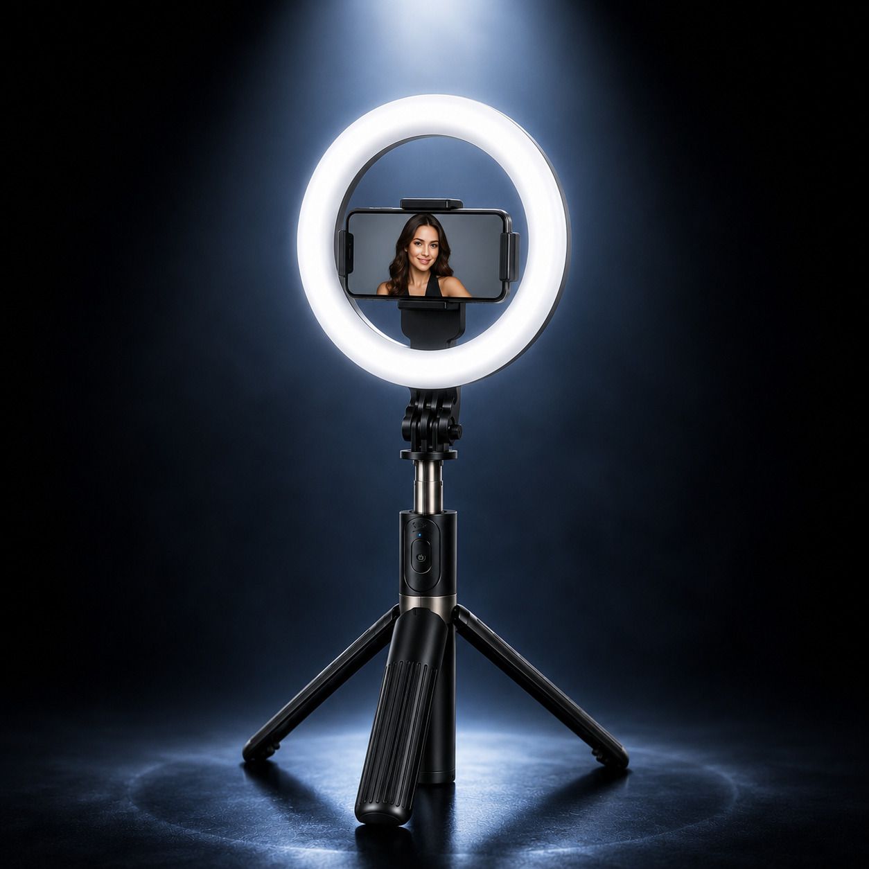 ULTRADART Selfie Stick Tripod with Ring Light & Bluetooth Remote for Mobile Ring Flash-image-14