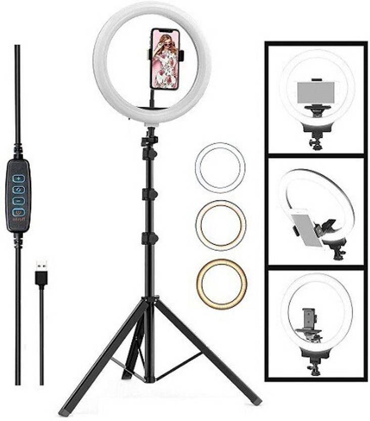 MOTOFLY 10" Selfie LED Ring Light, Phone Holder, 7 Feet Long Stand, 360 Degree Kit Ring Flash-image-18