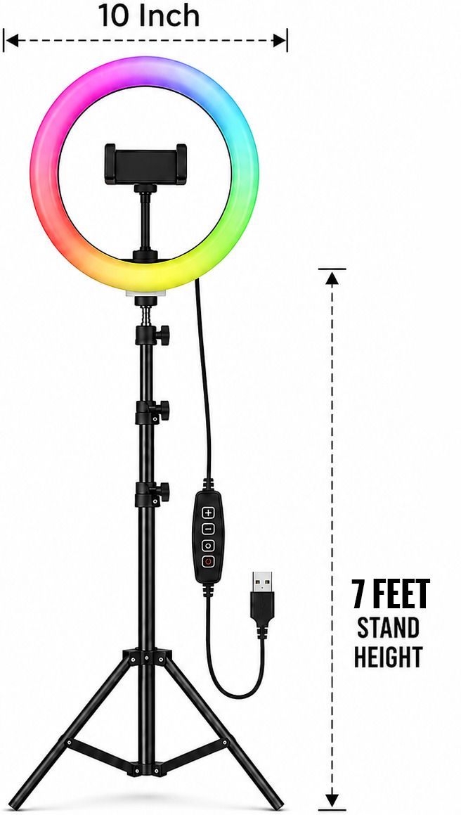 Bestor 10-Inch RGB Ring Light with 7 Feet Stand Ring Flash-image-35
