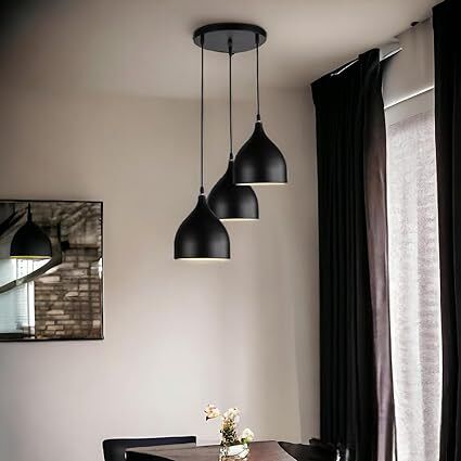 Hanging Shade Light, Black, 3 Cluster Set Chandelier Lamp Shade-image-0
