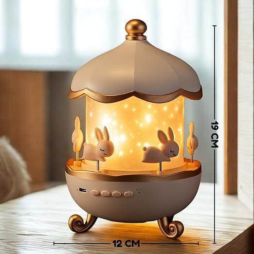 Bunny Carousel Night Light Projector, 6 Set Films LED Lamp Night Lamp Table Lamps Lamp Shade-image-24