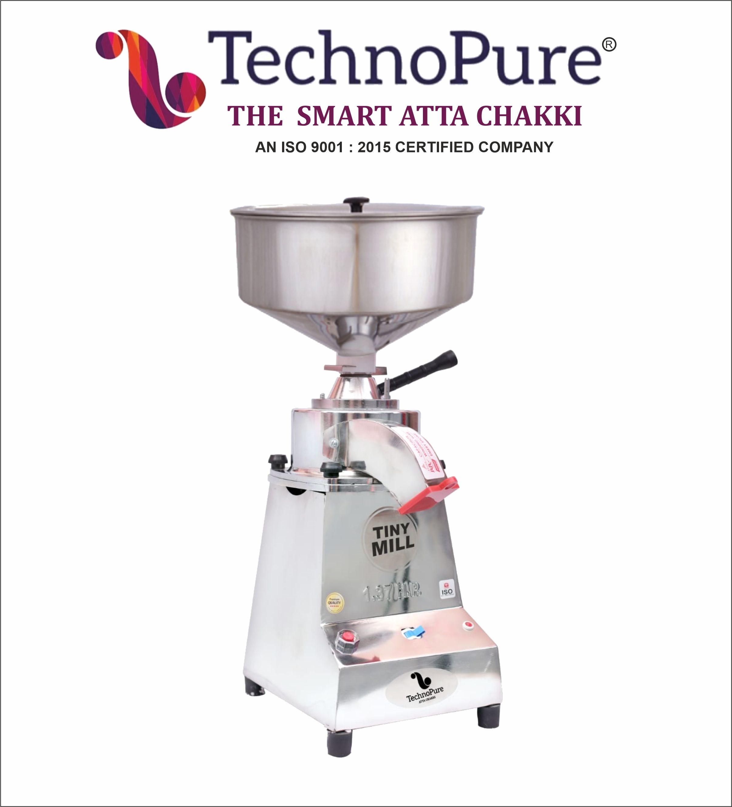 Automatic Small Domestic Flour Machine for Home, Gharghanti Smart Atta Chakki 1.37 HP Motor with 100% Copper Wire, Mini Gharelu Aata Chakki, 8-15 Kg/Hour Flourmill-image-47