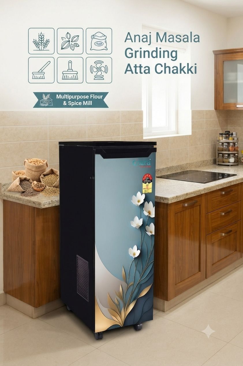 1 HP Gharghanti Chakki Home Use Anaj Spices White Flower 2 in 1 Domestic Fully Automatic Flourmill Machine 0.75 Unit/Hr 1 HP Atta Chakki Flourmill-image-31