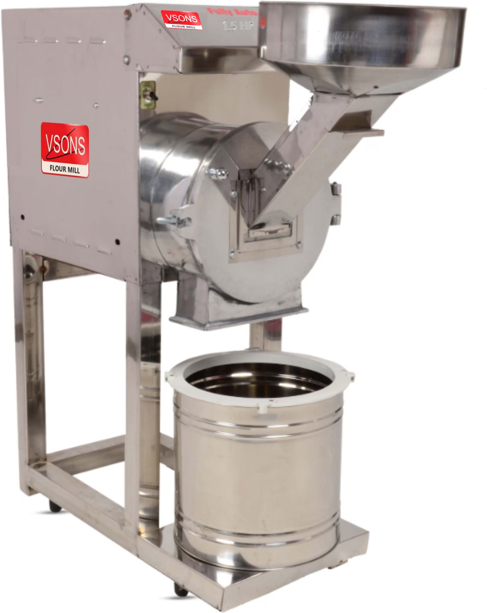 vsons 1.5 HP Automatic 2IN1 Small Stainless- Steel Pulverizer 1.5HP 2IN1 Pulverizer, Heavey Duty Chakki For Grains&Masala, Stainless-Steel Flourmill-picture-29