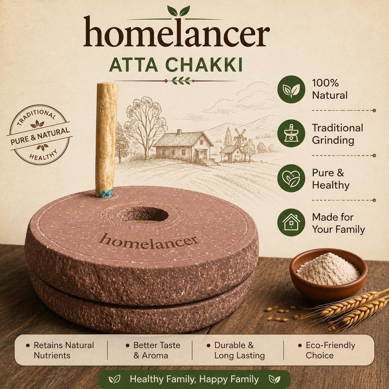 HomeLancer Manual Stone Atta Chakki HL-CHAKKI Flourmill-picture-43