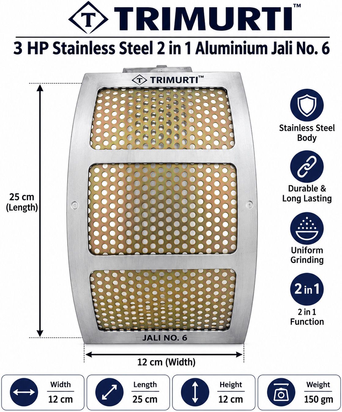 trimurti 3 HP S.S. 2 IN 1 ALUMINIUM JALI NO.6 3 HP STAINLESS STEEL 2 IN 1 ALUMINIUM JALI NO.6 Flourmill-picture-45