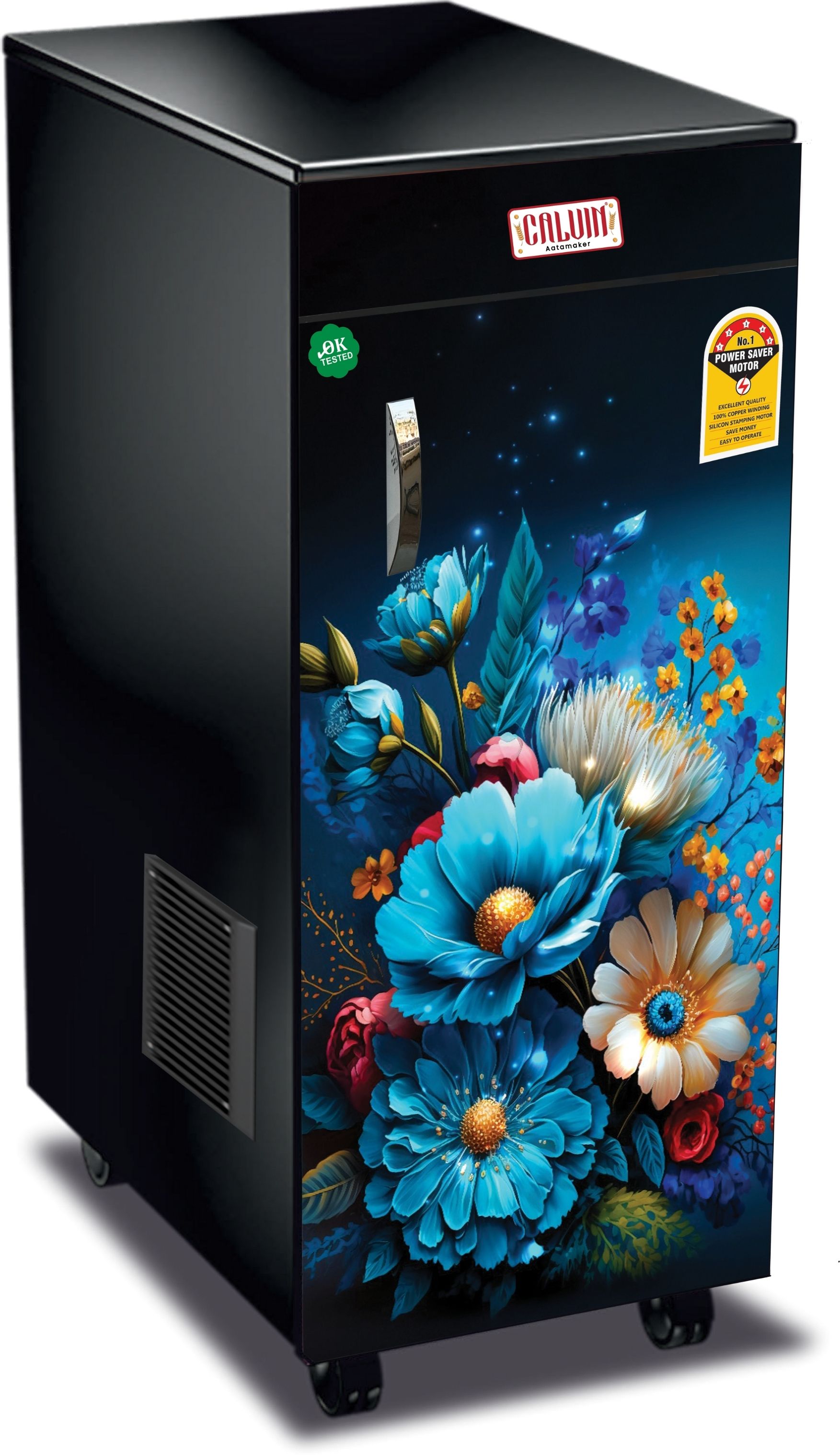 Flour Mill Machine for Home, Best Ghrelu Atta Chakki Fully automatic aata chakki gharghanti (Blue and White Flower ) Flourmill-image-30