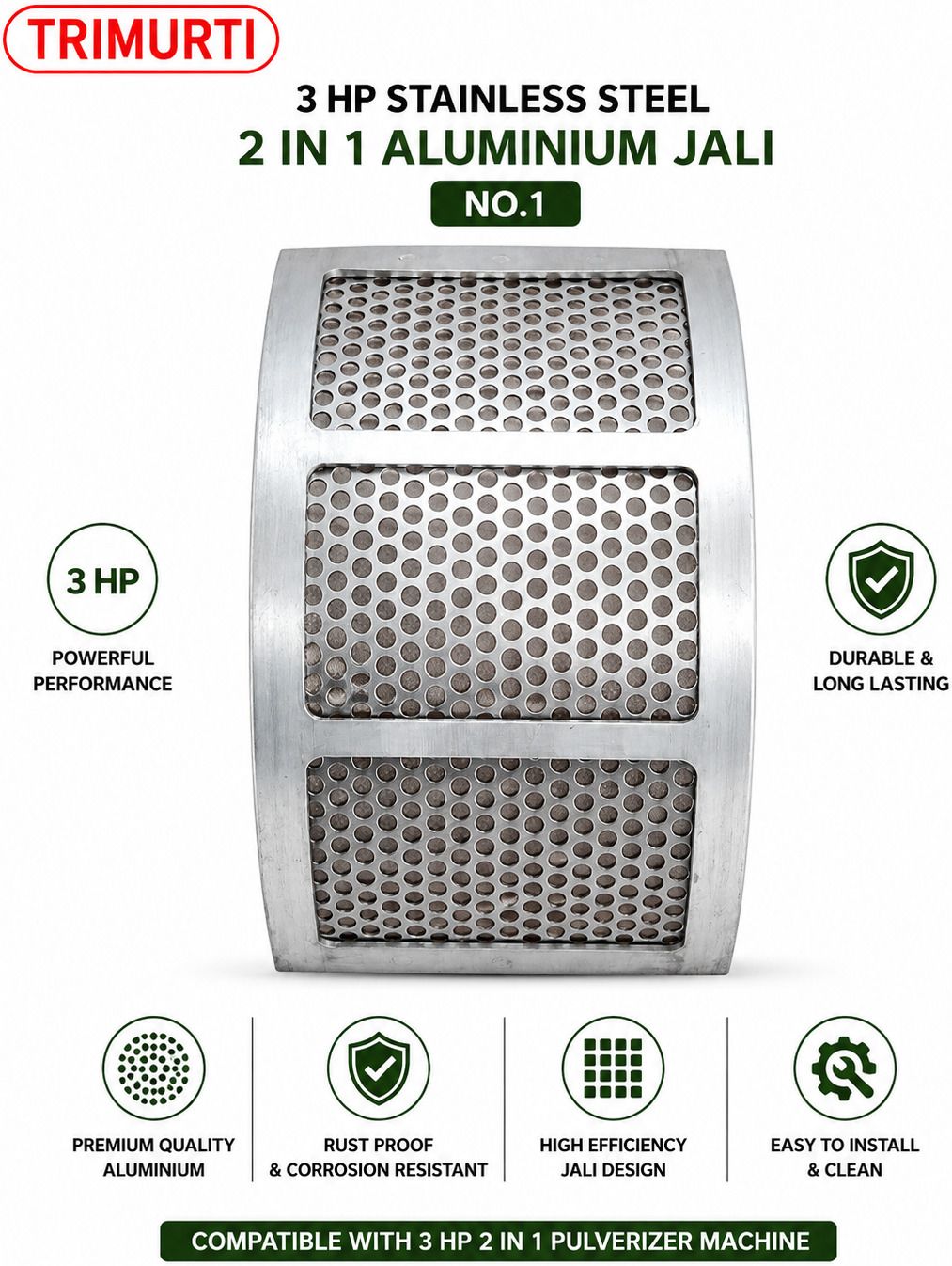 3 HP S.S. 2 IN 1 ALUMINIUM JALI NO.1 3 HP STAINLESS STEEL 2 IN 1 ALUMINIUM JALI NO.1 Flourmill-image-48