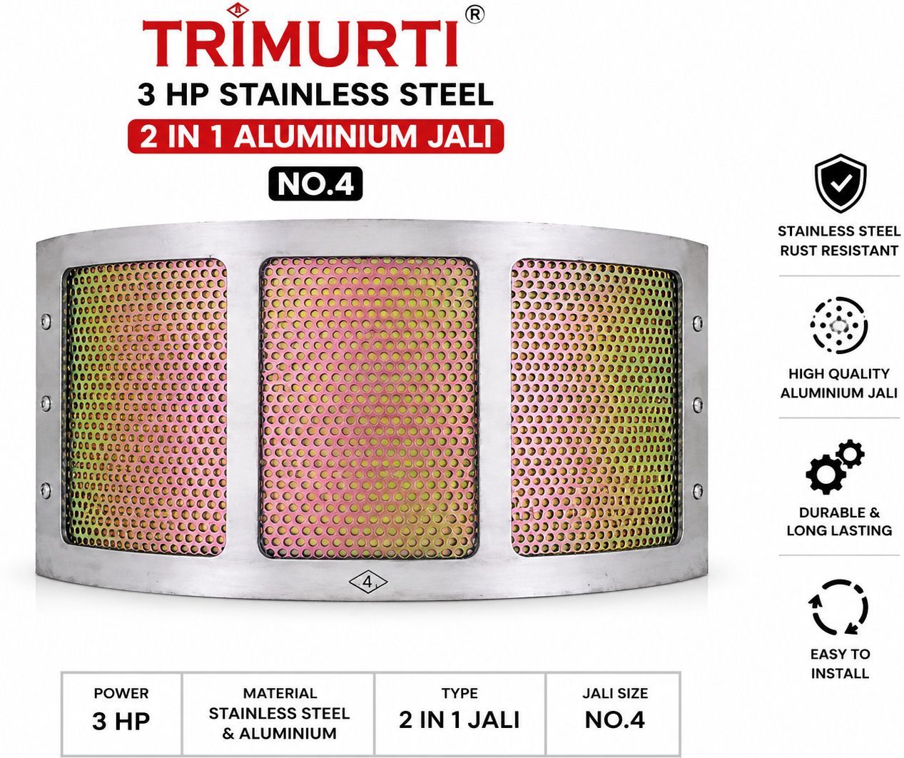 trimurti 3 S.S. 2 IN 1 ALUMINIUM JALI NO. 4 3 HP STAINLESS STEEL 2 IN 1 ALUMINIUM JALI NO.4 Flourmill-picture-36