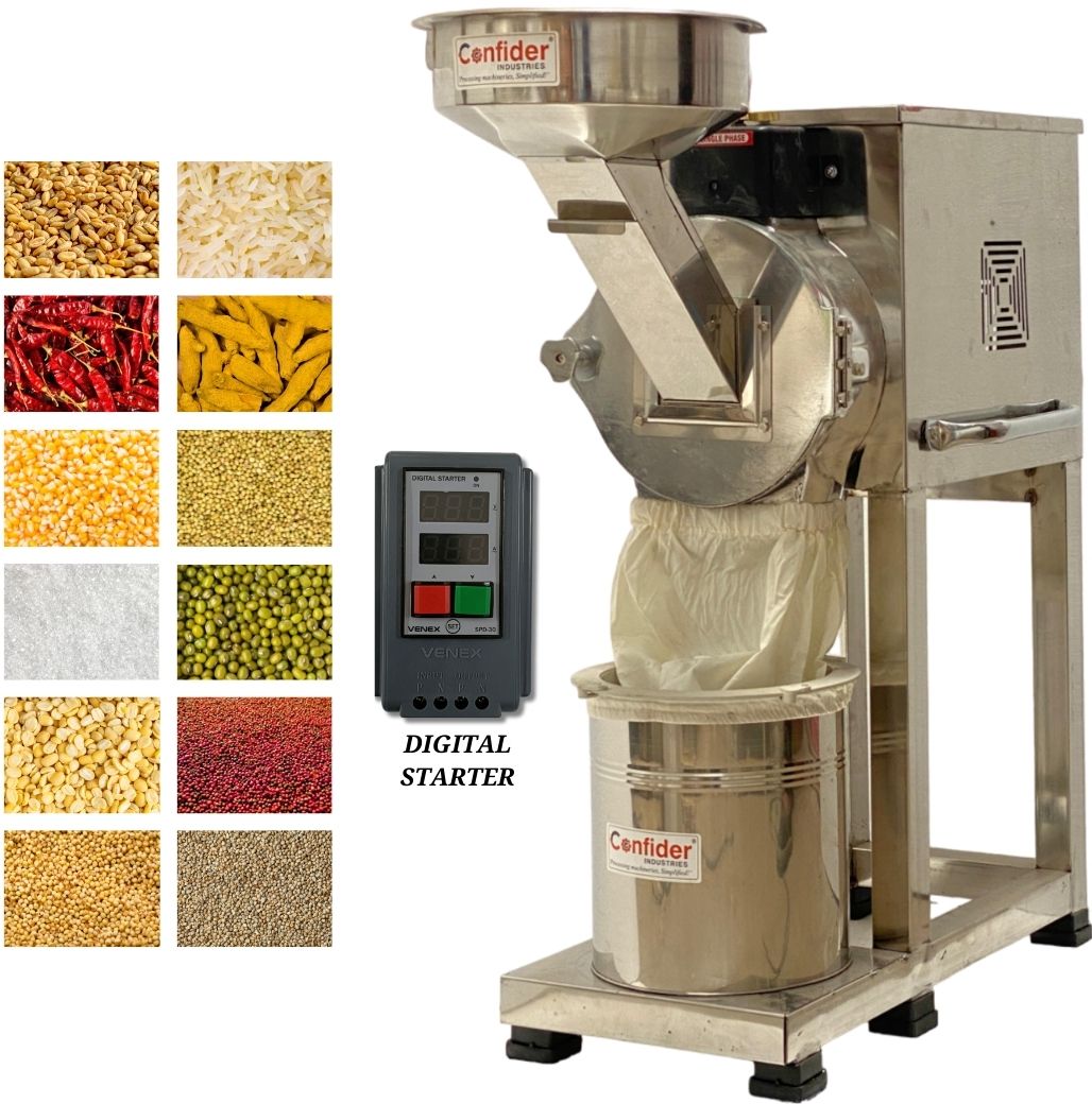 confider 2 HP SS 2 in 1 Mini Commercial Pulveriser | Pulverizer Flour Mill 2 hp | Atta Chakki Machine Price | DRY Grains & Spices Flourmill-picture-31