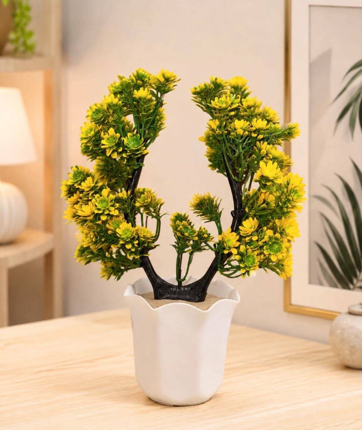 YELLOW BLOOM BONSAI 01 Plastic Flower Basket-image-48