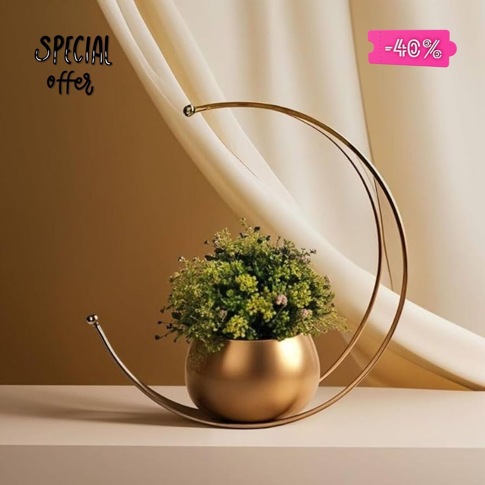 Half moon Iron Flower Basket