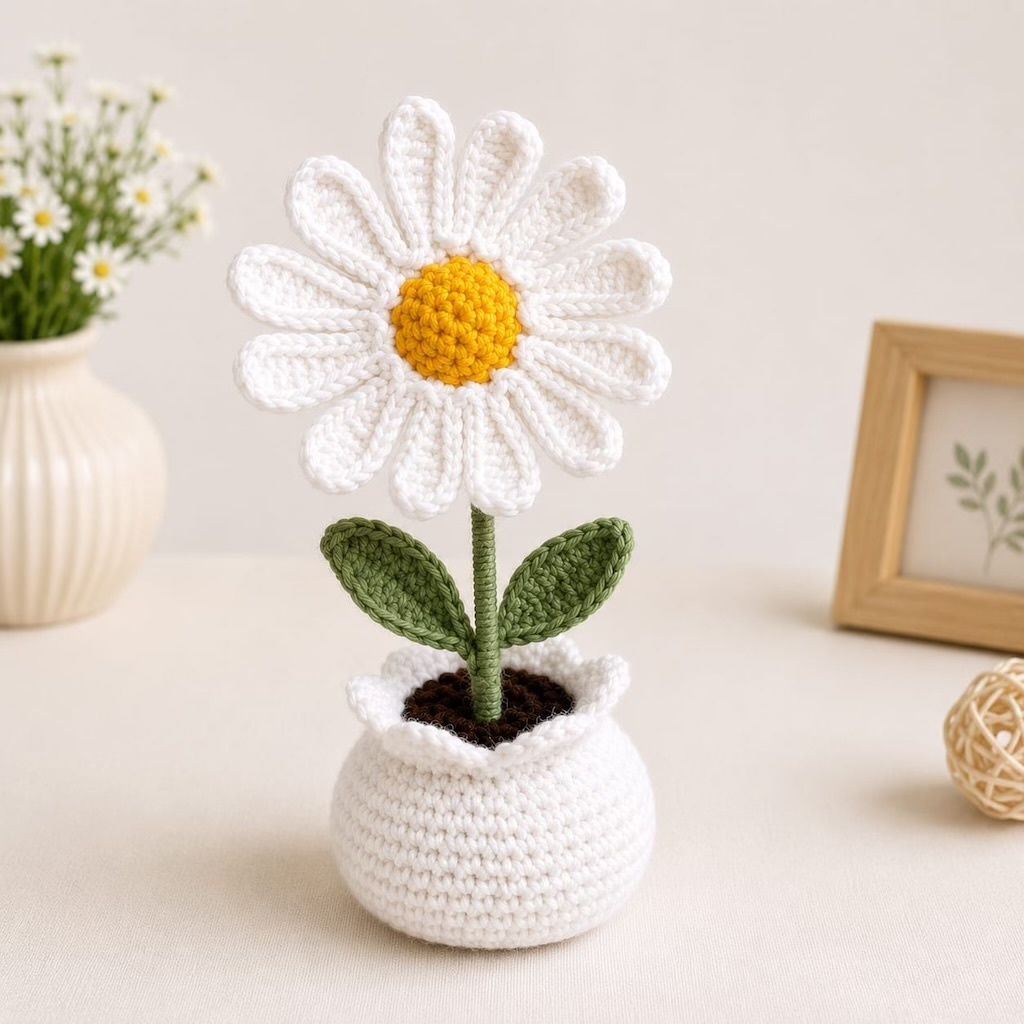 Daisy flower pot Wool Flower Basket-image-16