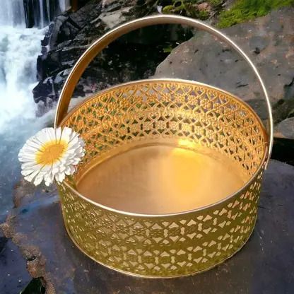 BASKET Brass Flower Basket-image-32