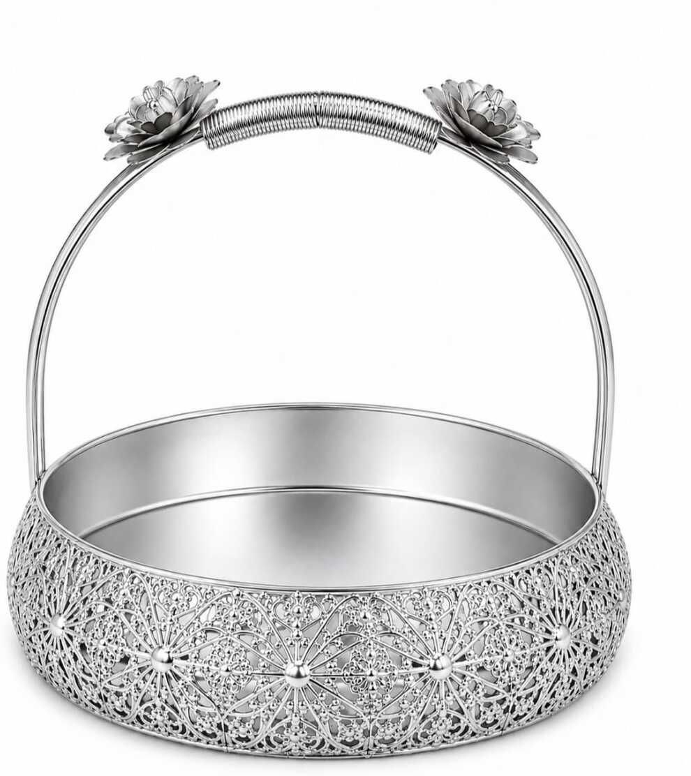 Silver Flower Basket Iron Flower Basket-image-35