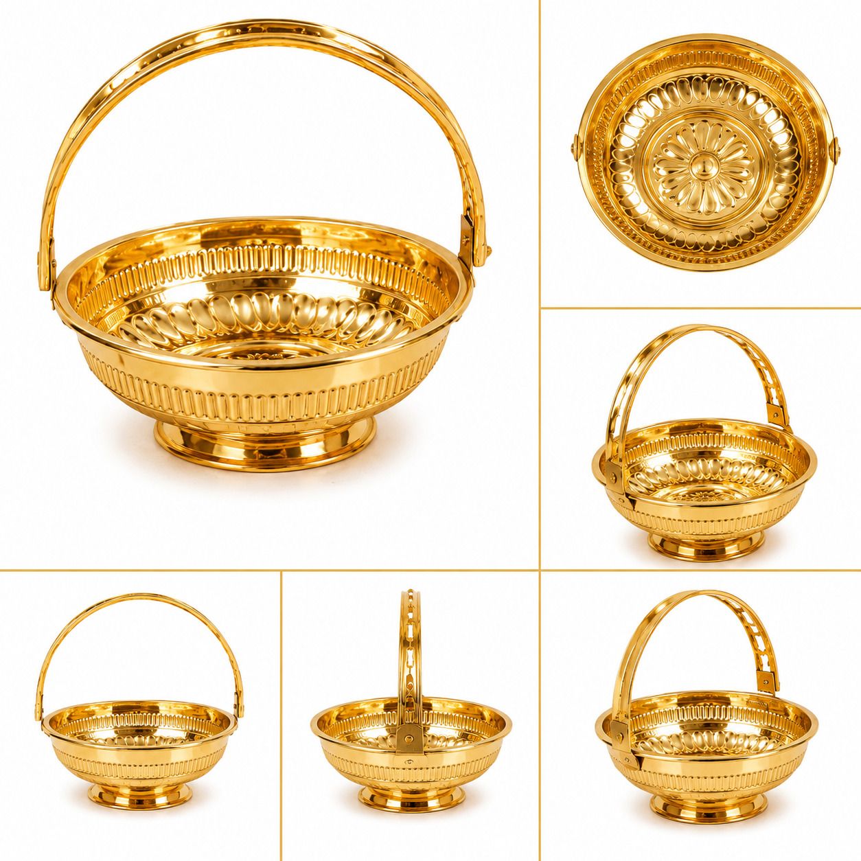 purebrass flower basket Brass Flower Basket-image-9
