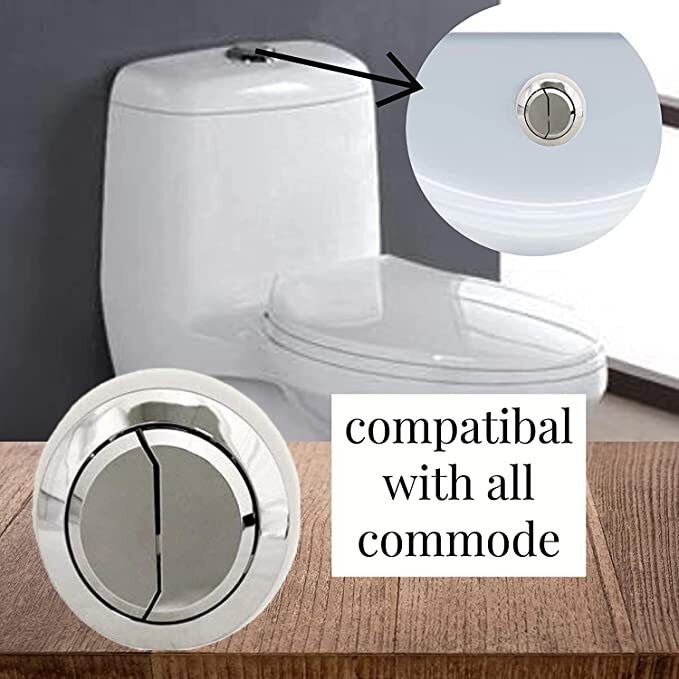 Replaceable Round Dual Flush Push Button with 2 Bar for Lid Cover of Toilet Flush Tank Lever