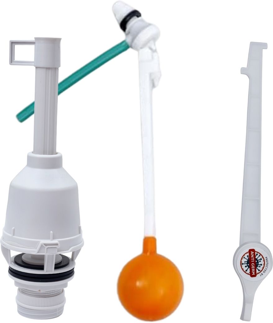 Slimline Single Flush Tank Syphon Set- Outlet & Inlet Assembly with knob Flush Tank Lever