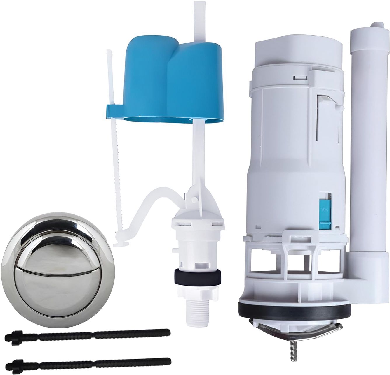 Toilet Plastic Flush Valve - Flush Siphon - Fill Valve-Commode Cistern-10 Inch Dual Flush Tank