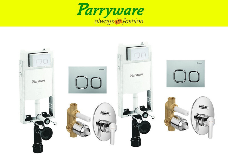 parryware Half Frame Concealed Cistern, with divater body upper cleart set of 2 pic 229 Dual Flush Tank image 1