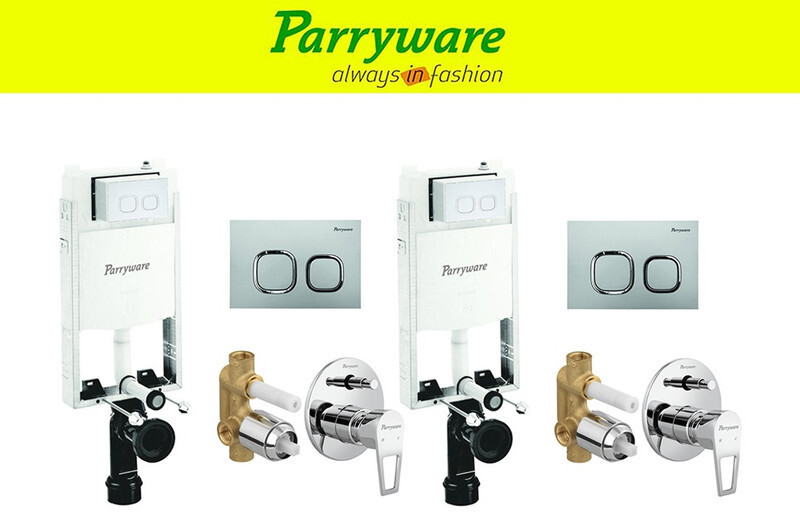 parryware Half Frame Concealed Cistern, with divater body upper espiron set of 2 pic 061 Dual Flush Tank image 1