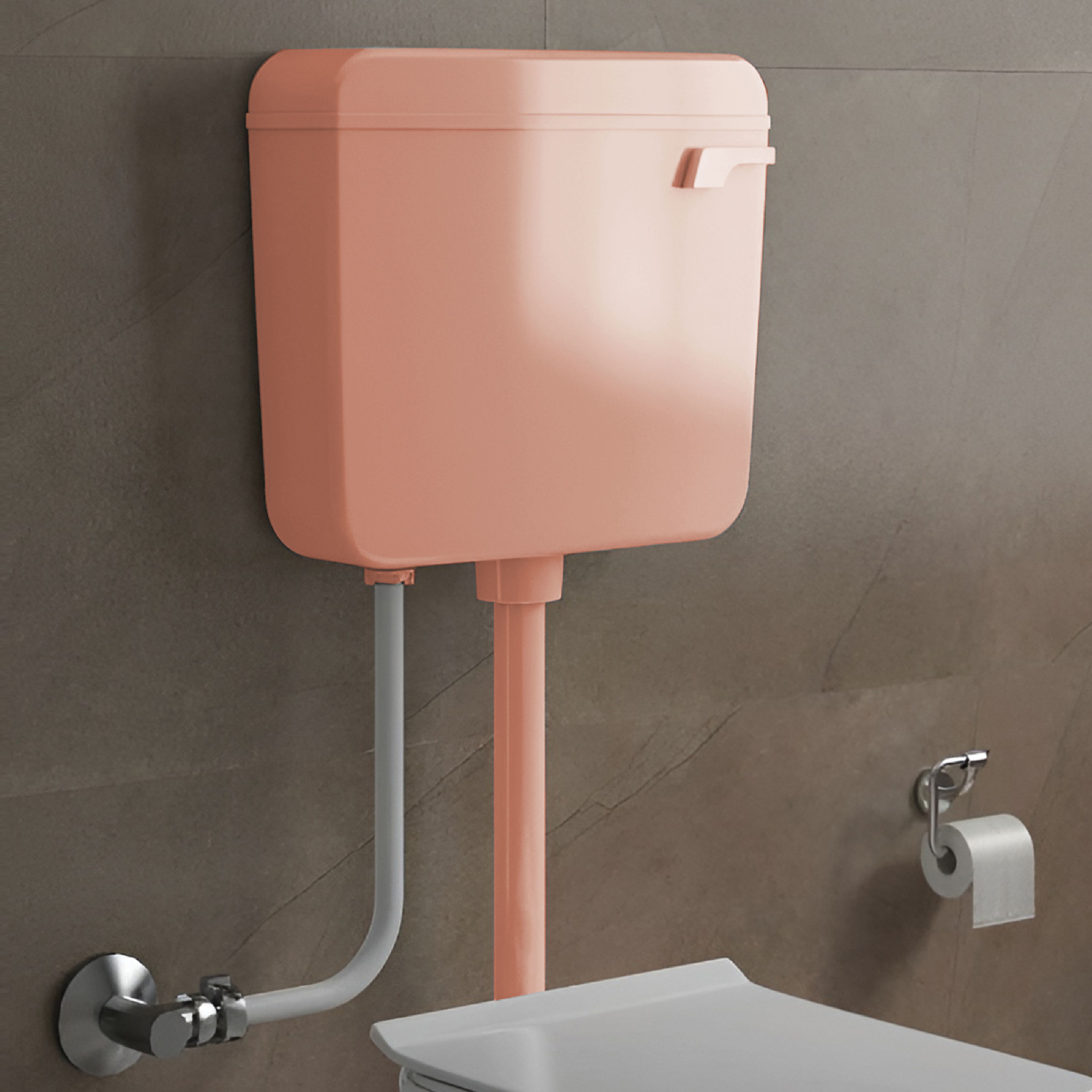 Crystal Pink Side Handle Flush Tank