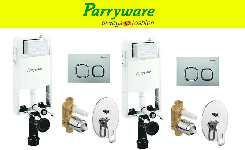 parryware Half Frame Concealed Cistern, with divater body upper Pluto set of 2 pic 031 Dual Flush Tank image 1