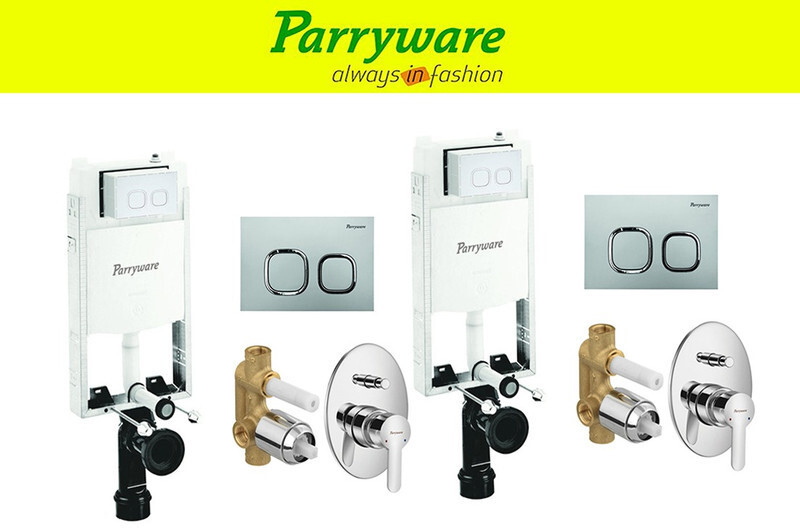 parryware Half Frame Concealed Cistern, with divater body upper cleart set of 2 pic 372 Dual Flush Tank image 1