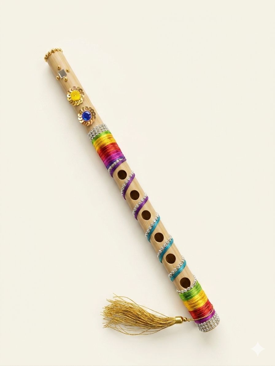 Gift and Decoration Flute for Puja and home, office and reception Bamboo Flute-image-10