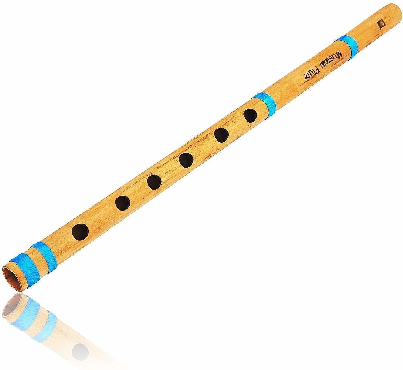 sg musical 15.5 Inch Authentic Indian Wooden Bamboo Flute in 'A' Key Fipple Woodwind Musical Instrument Recorder Traditional Bansuri Bamboo Flute-picture-15