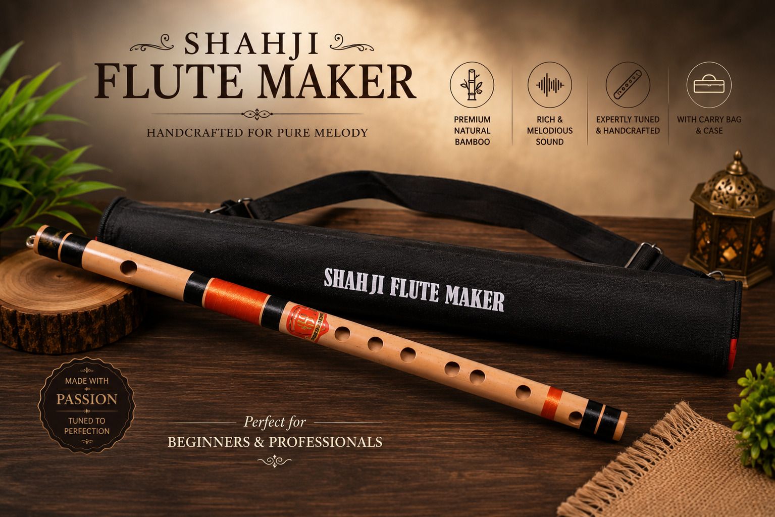shahji flute Premium D Sharp Middle Professional Bamboo FluteInstrument with Carry Bag Bamboo Flute-picture-22