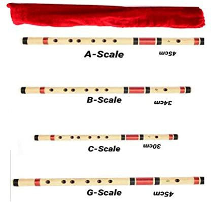 maga mart Set of A-Scale, B-Scale, C-Scale & G-Scale Bamboo Flute With Bag Red Bamboo Flute image 1