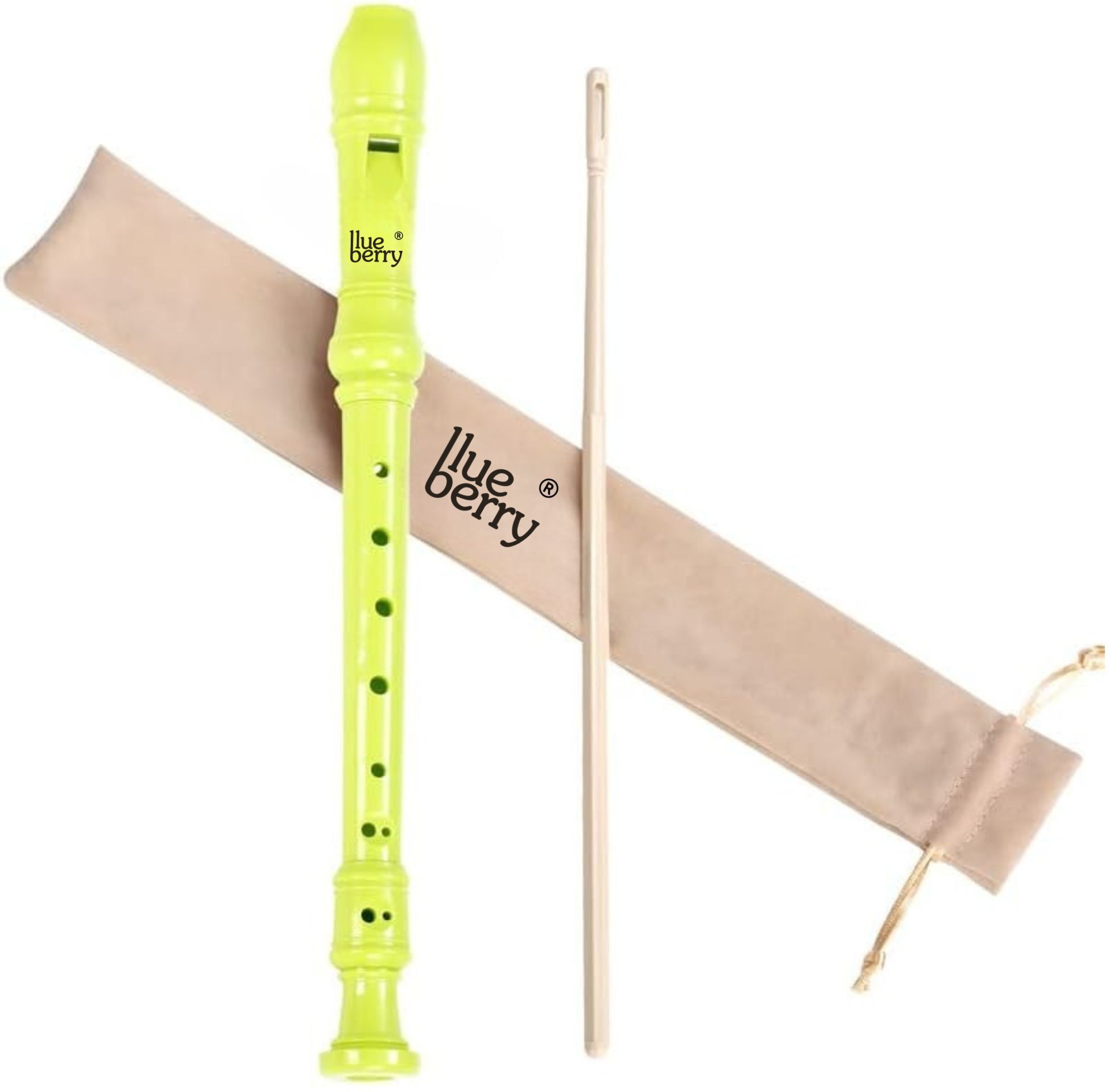 R-51 Neon Green, 8-hole C-key German-Style Recorder Flute With Cleaning Rod Plastic Flute-image-36