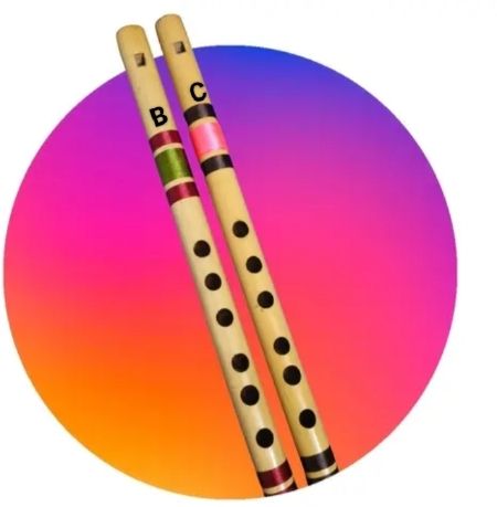 Flute B Tune & C Tune Two Pieces Straight Bansuri 13 & 14 inch well tune Bamboo Flute-image-37