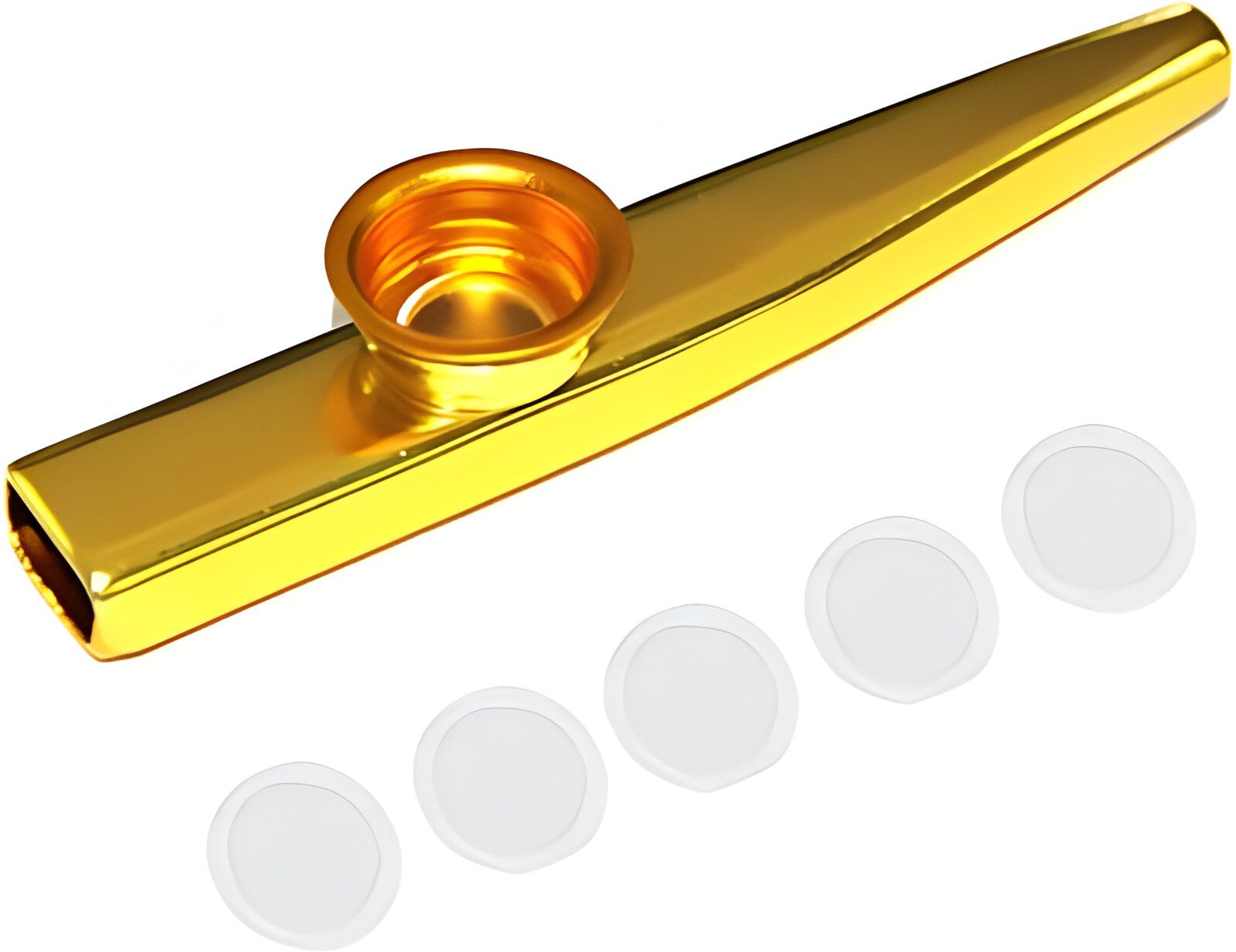 Aluminum Alloy Kazoo and 5 Membrane Flute Diaphragm Mouth Kazoo -Gold Aluminum Flute