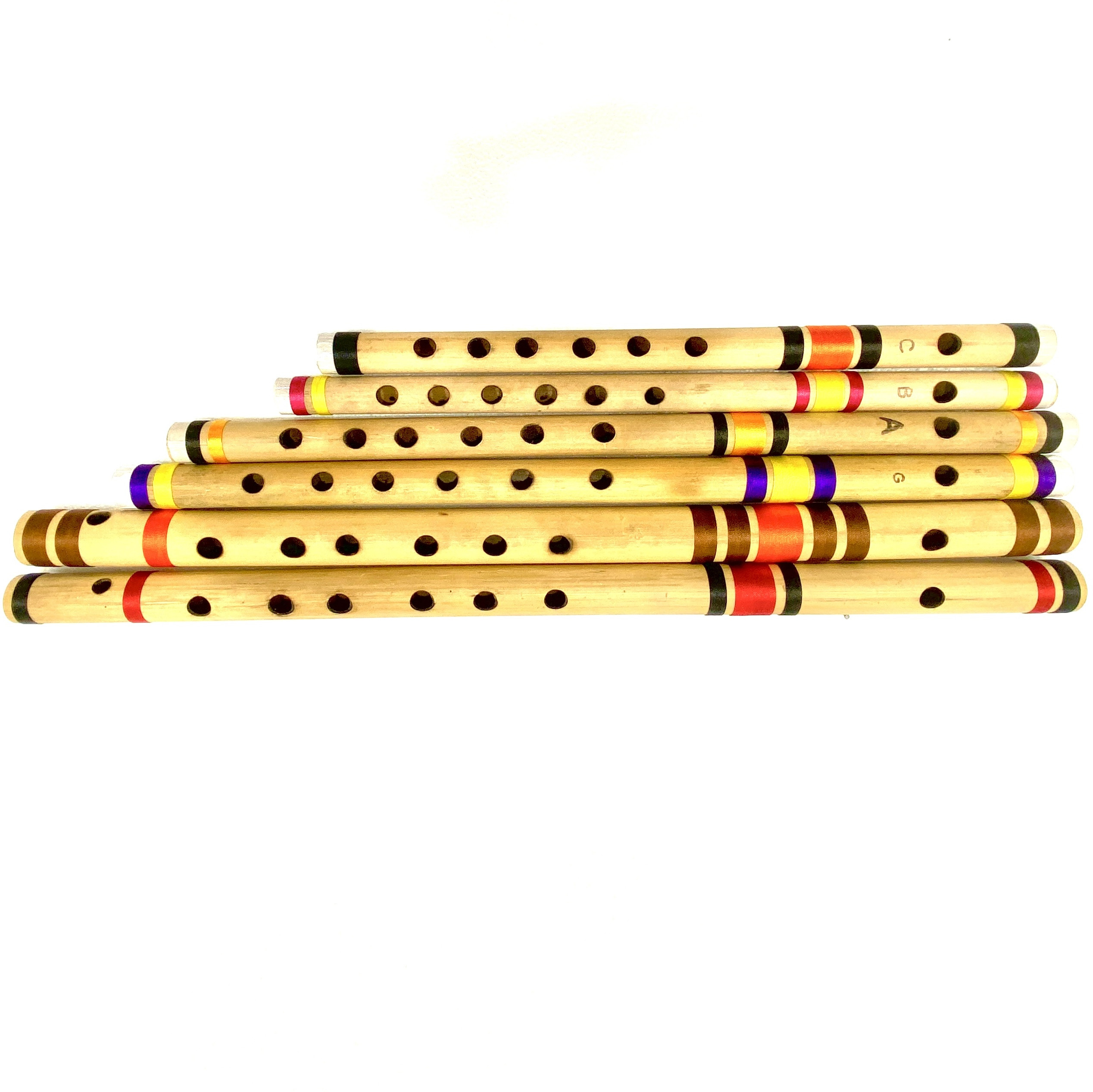 maga mart (Natural SIX PCS SET) G SHARP + C SHARP G SCALE A SCALE C SCALE B SCALE Bamboo Flute image 1