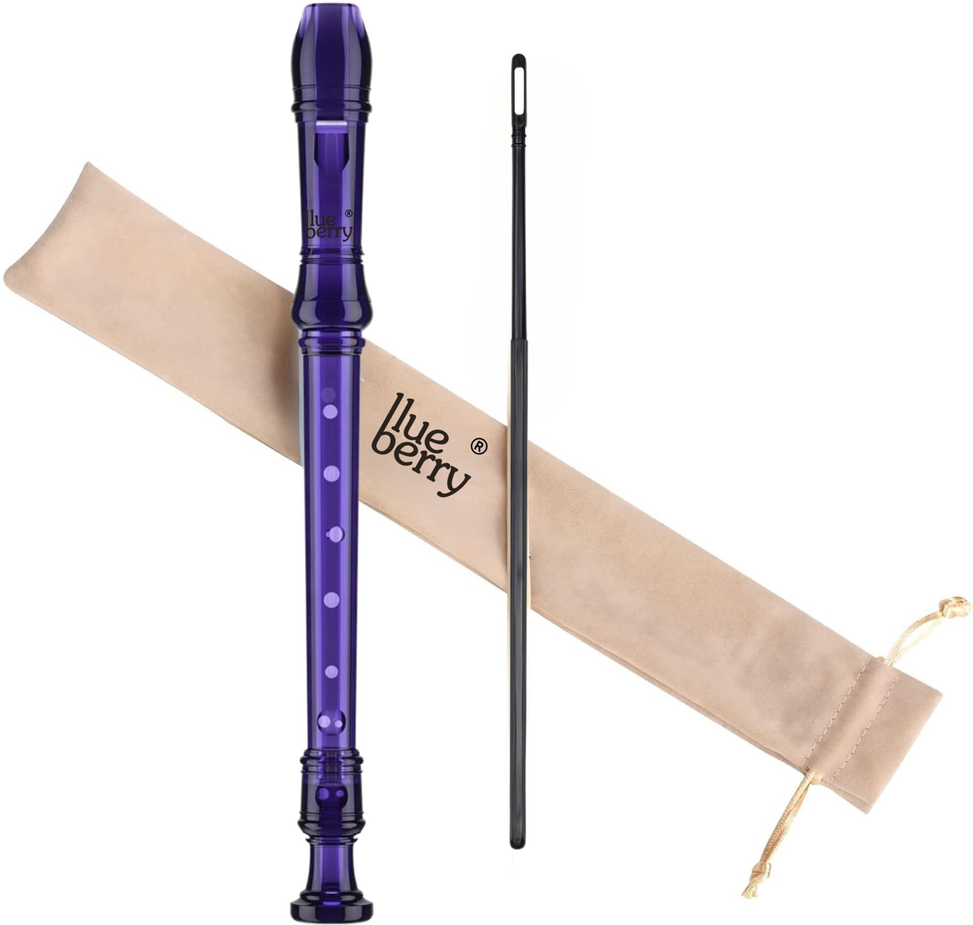 R-52 Purple, 8-hole C-key German-Style Music Recorder Flute With Cleaning Rod Plastic Flute-image-24