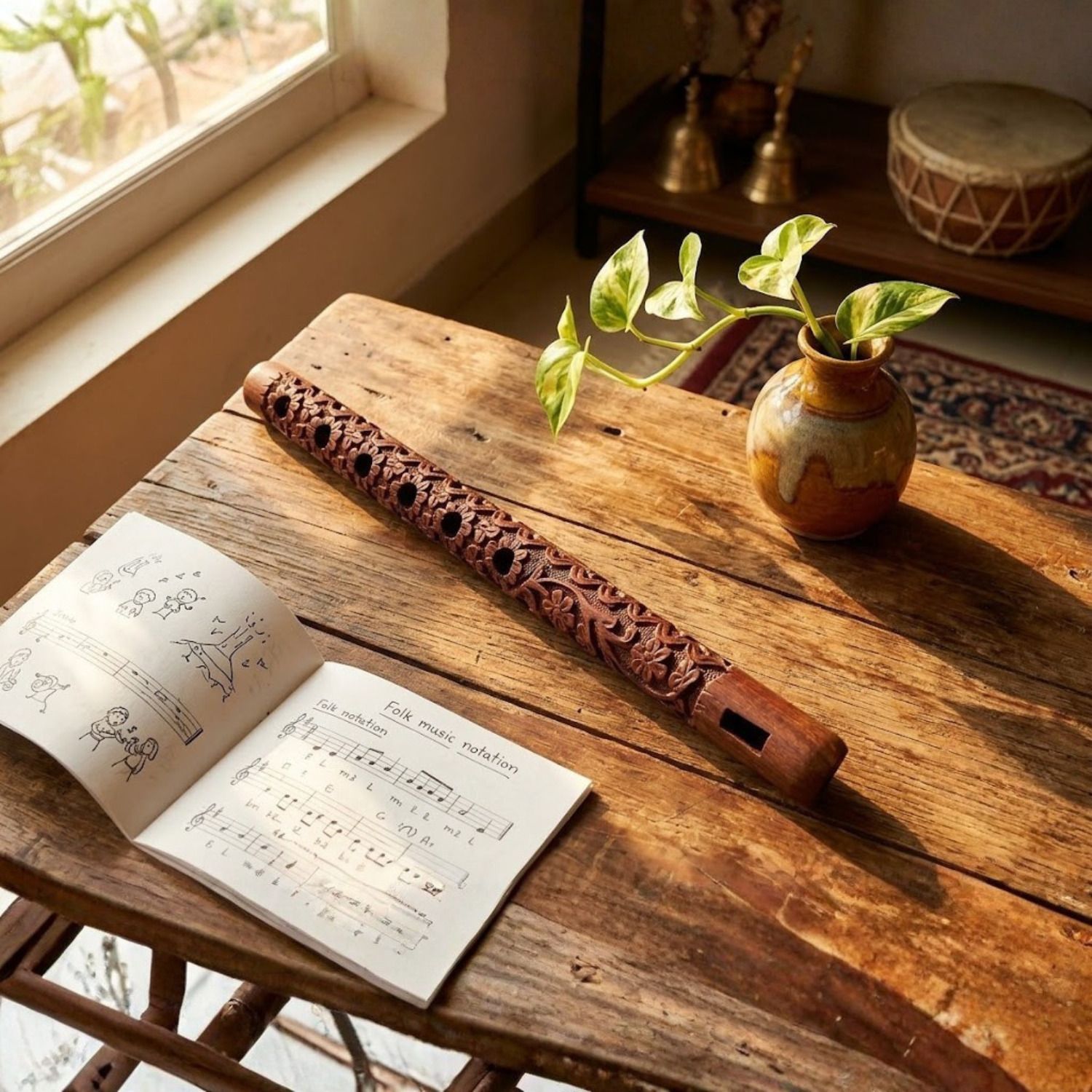 shrihandicrafts shrishri Premium Handcrafted Wooden Flute – Professional Musical Instrument Wooden Flute-picture-30