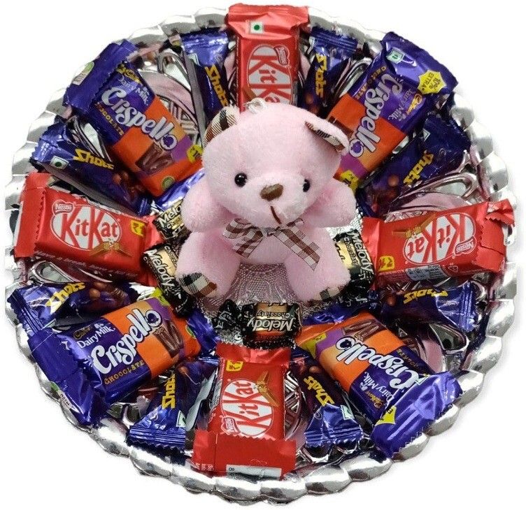 Chocolate & Teddy Gift Hamper-Perfect for Birthday, Rakhi, and Special Occasions Plastic Gift Box-image-7