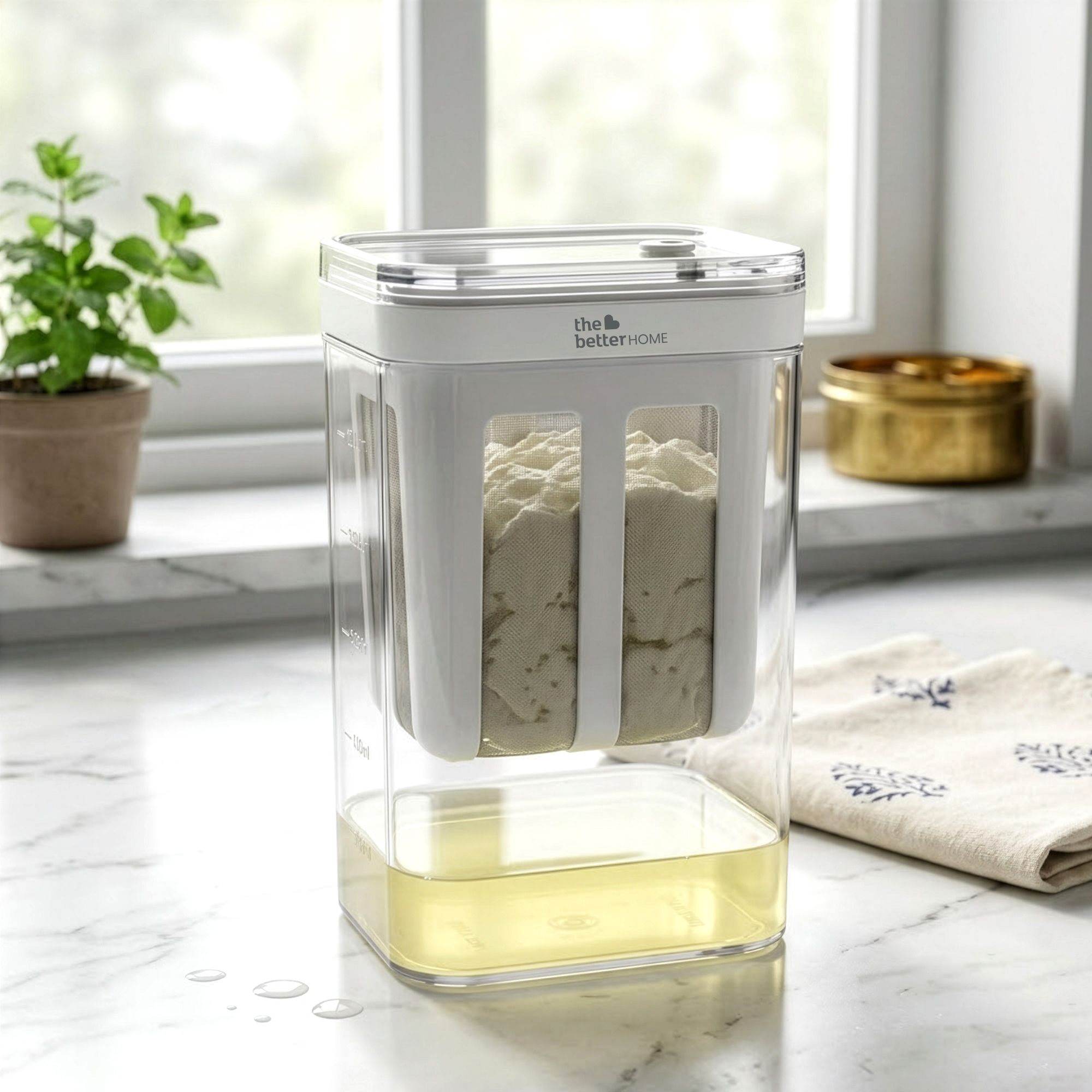 the better home Greek Yogurt Maker Hung Curd Strainer Box Stainless Steel Mesh Strainer with Lid Yogurt Maker-picture-22