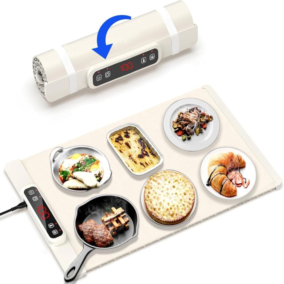 aadilok Food Warming Mat Foldable Silicone Warming Tray with Adjustable Temperature Food Steamer-picture-17