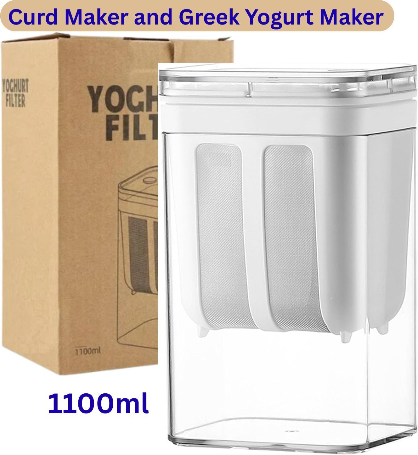 Greek Yogurt and Curd Maker, 1100ml Fine Mesh Strainer SMD130 Yogurt Maker-image-29