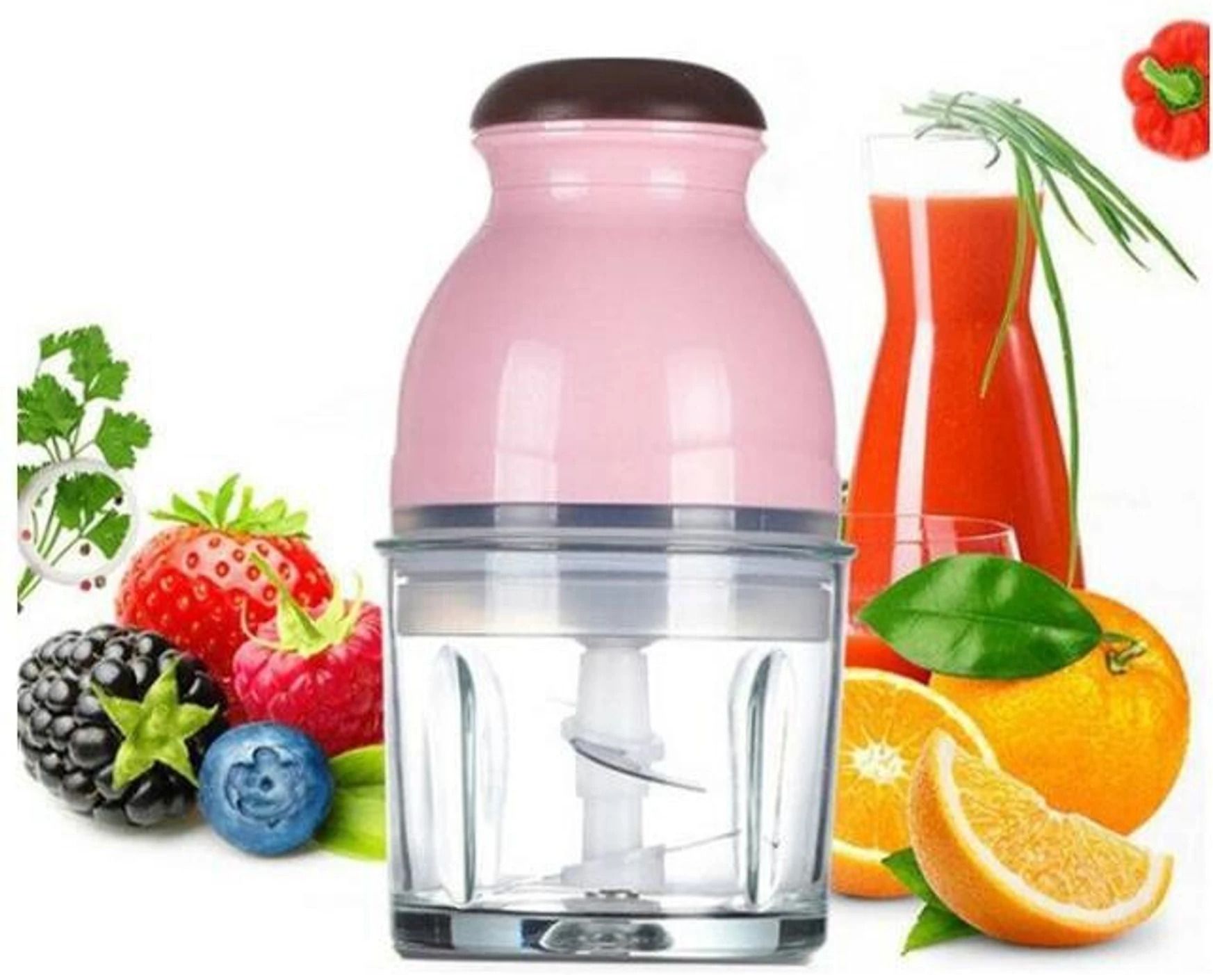 Pro 4-Blade Electric Food Processor - 600ml Capsule Vegetable & Grinder, Pink 220 W Food Processor-image-4