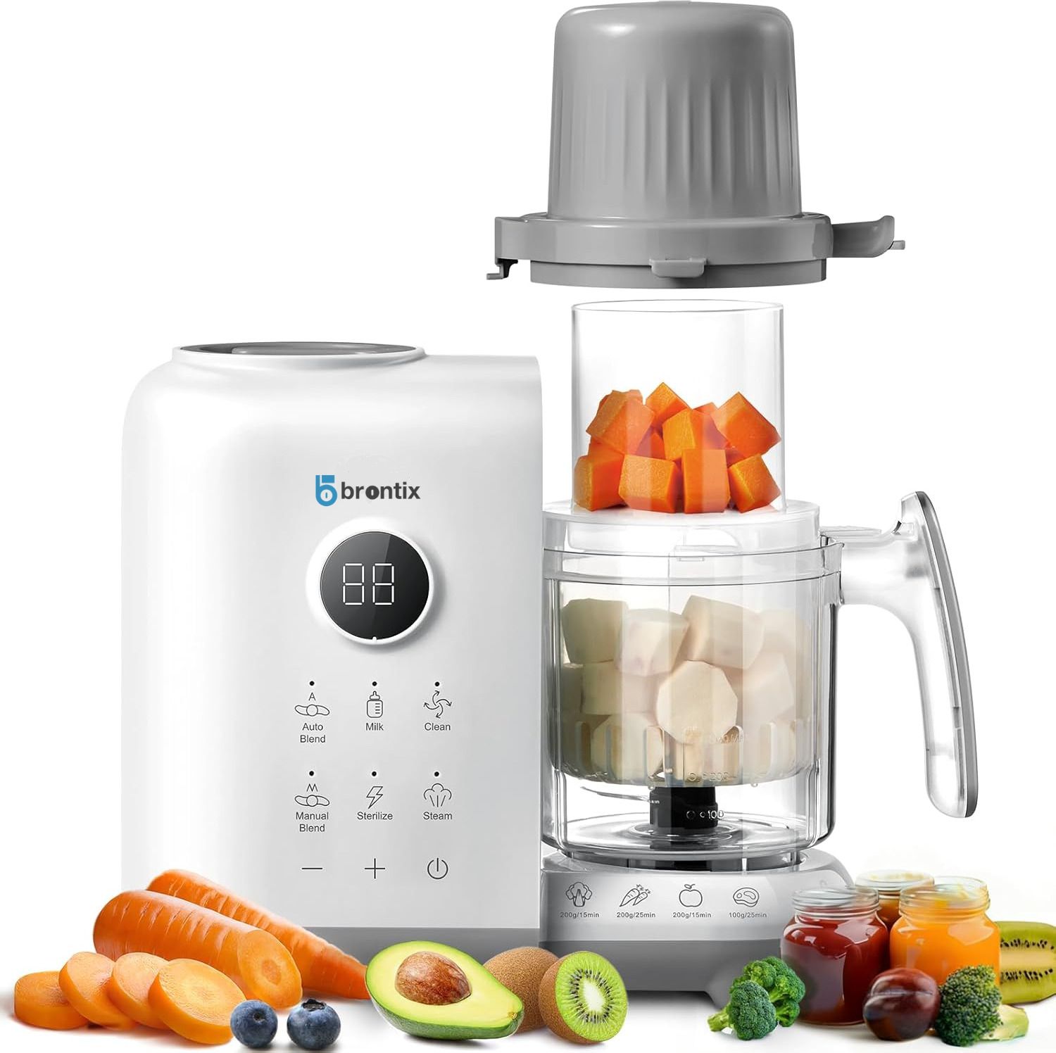 Baby Food Steamer & Processor, Steamer for Baby Food Cooking Touch Screen 350 W Food Processor-image-22