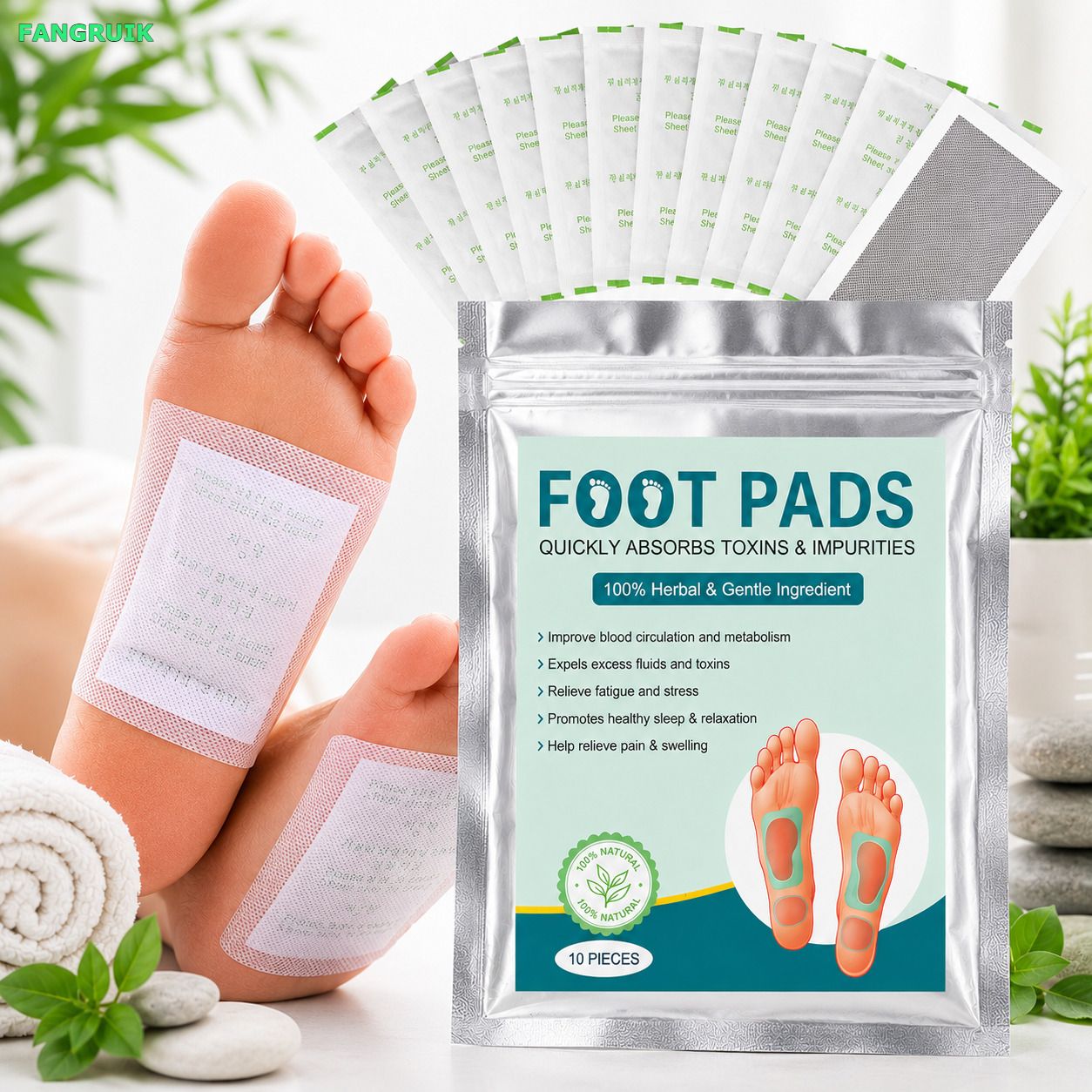 fangruik Foot Pads Herbal Collection with Ginger for Daily Relaxation Routine-picture-3
