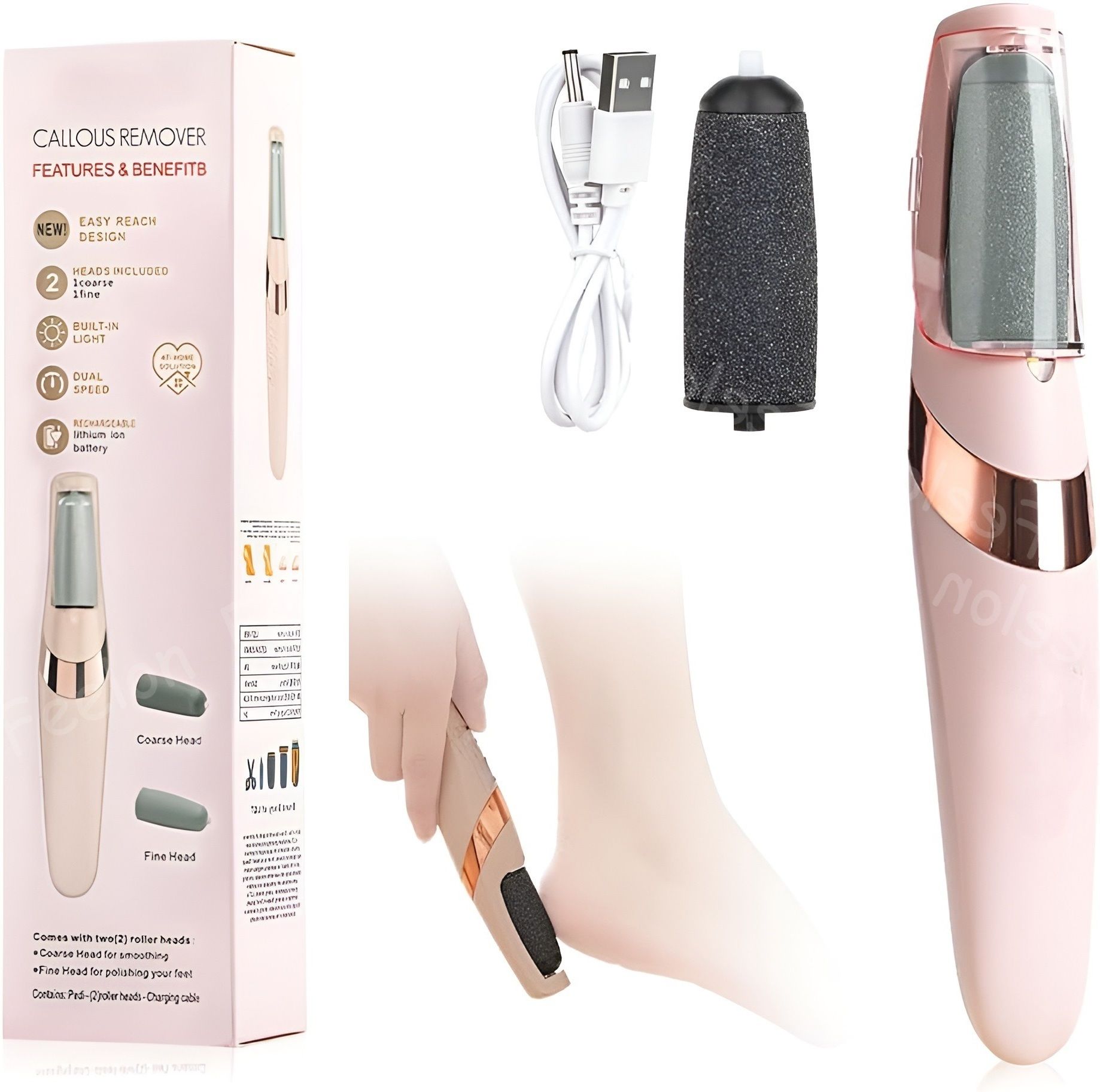 Premium Rechargeable Electric Foot Callus Remover Dead Skin & Cracked Heels-image-7