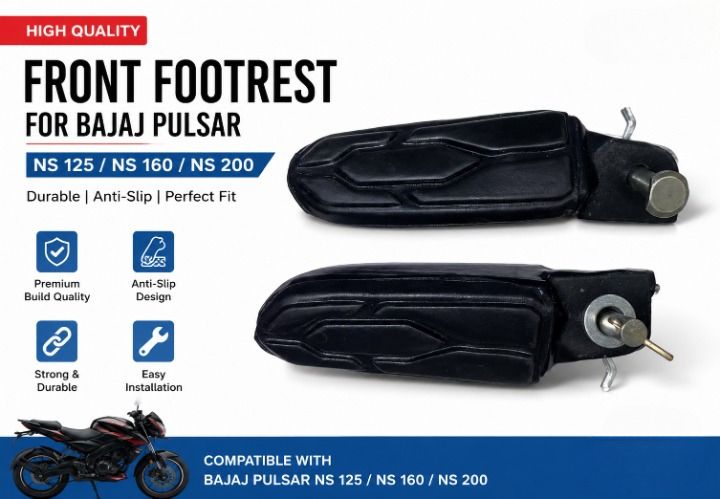 VXI Front Foot Rest Set for Bajaj Pulsar NS 125/160/200 | Black Foot Pegs Foot Rest-image-5